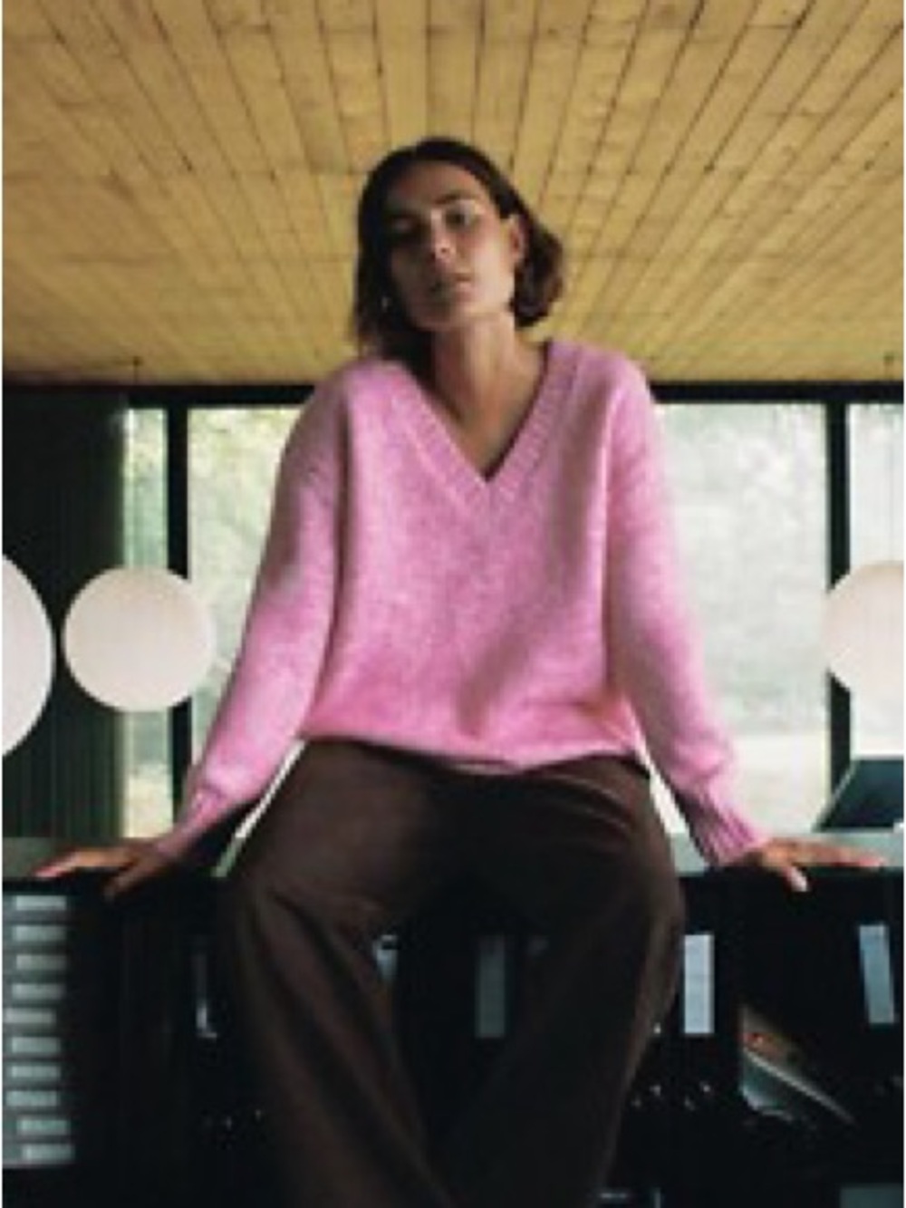 Zara V-Neck Pink Sweater